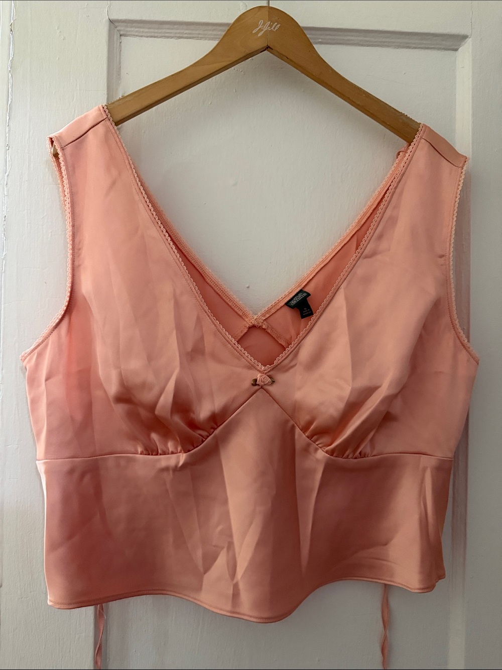 wild fable Peach Satin V-Neck Tank Top